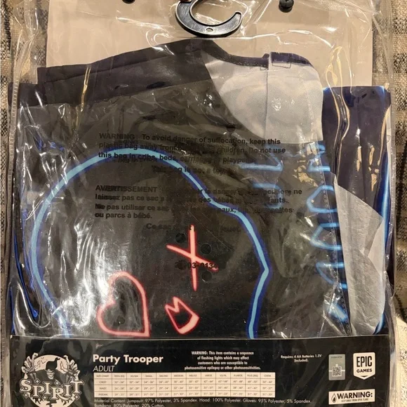 Fortnite Party Trooper Costume - Black and Blue - Spirit - Picture 4 of 4